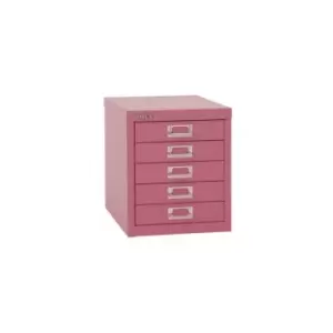 Image of Bisley 5 Drawer Filing Cabinet - Pink