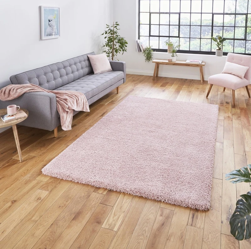 Image of (120x170cm) Sierra 9000 Shaggy Rugs in Pink High Dense Soft Polypropylene Mats
