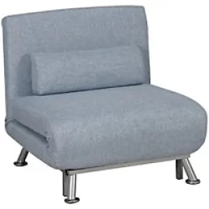 Image of HOMCOM Convertible Sleeper Chair Blue Linen, Steel, Sponge Foam 833-066V70BU