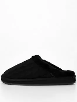 Image of Polo Ralph Lauren Kayleigh Faux Shearling Slip On Slipper - Black, Size 39, Women