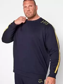 Image of BadRhino BR15 Shoulder Print Sweatshirt - Navy Blue, Navy, Size L, Men