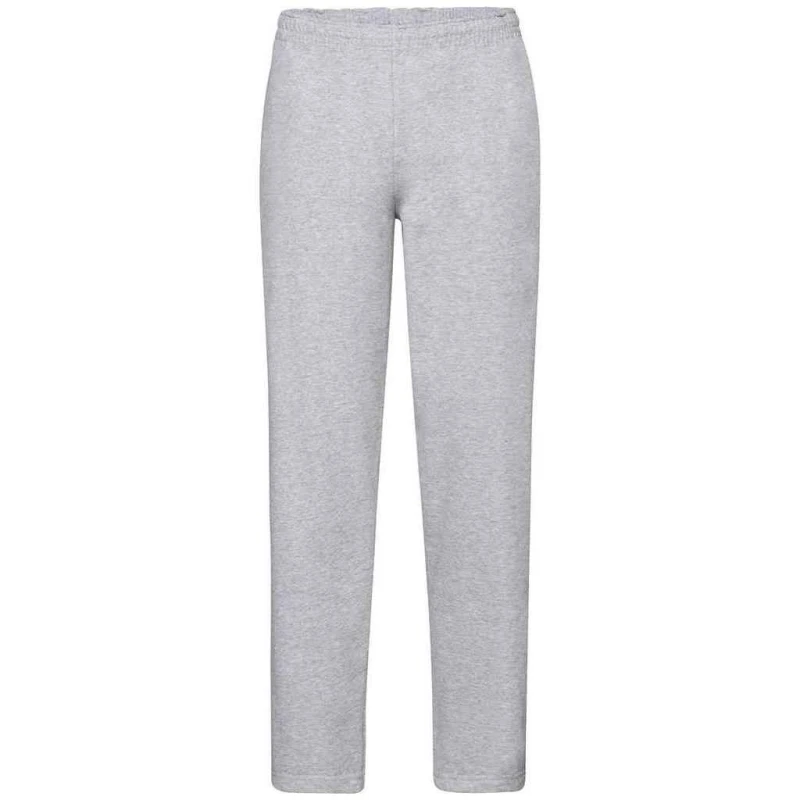 Image of Fruit Of The Loom Fruit of the Loom Men Classic Heather Open Hem Jogging Bottoms in Grey Size: Small Grey S Male 5063574155588