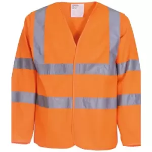Image of Yoko Mens Hi-Vis Long Sleeve Waistcoat / Jacket (XL) (Hi Vis Orange) - Hi Vis Orange