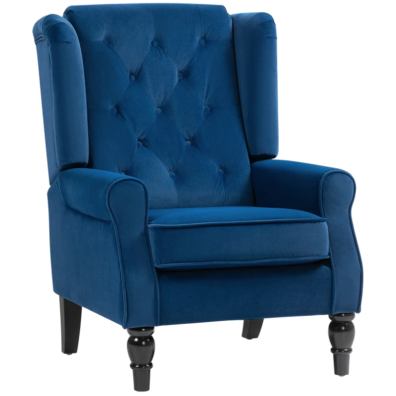 Image of HOMCOM HOMCOM Accent Armchair Home Furniture Retro Tufted Club Fabric Blue Blue One Size Unisex 5063603039322