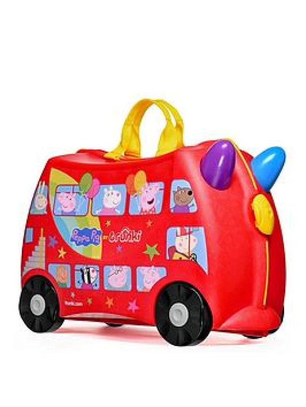 Image of DS Trunki Peppa Pig 4 Wheel Hard Kids Ride-On Suitcase - Red