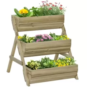Image of Outsunny 3 Tier Raised Garden Bed Wooden Elevated Planter Box Kit - Green