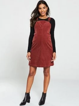 Image of Mama-Licious Nassau Maternity Corduroy Pinafore Dress - Maroon