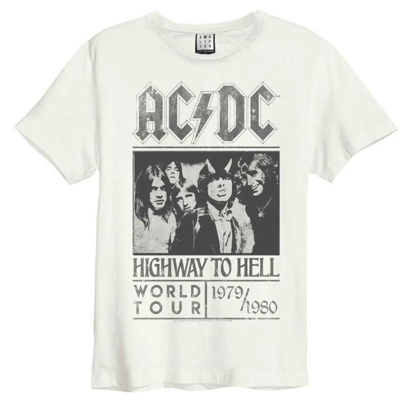 Image of Amplified Mens Highway To Hell Tour AC DC T-Shirt in White Size: XS White Male XS