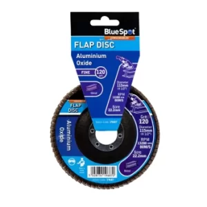 Image of 115MM (4.5") 120 Grit Aluminium Oxide Flap Disc (Header Card)
