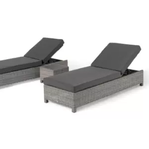 Image of Harbour Lifestyle Santiago - Rattan Sunlounger Set - With Side Table - White Wash