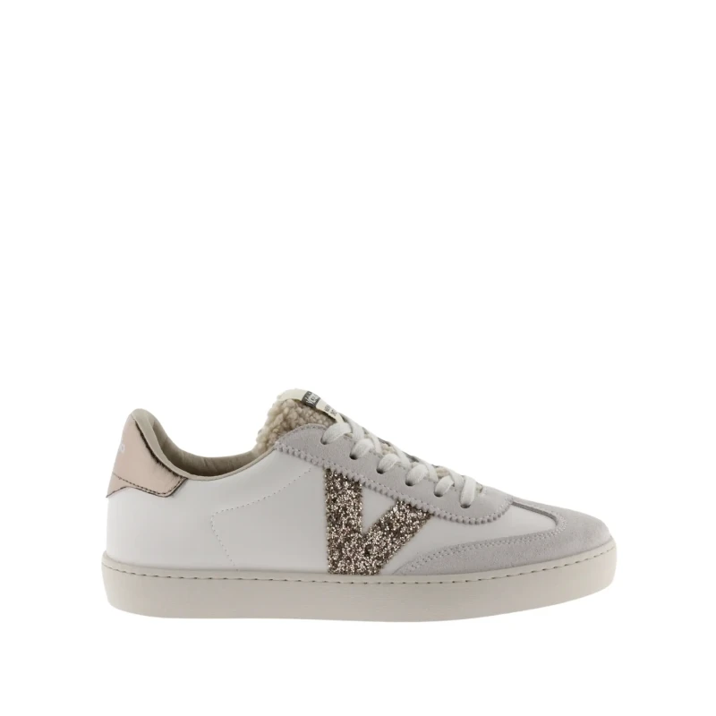 Image of Victoria Womens Trainers Victoria Berlin Ciclista Efecto Piel & Piezas Serraje & Logo Glitter Dore Female 41