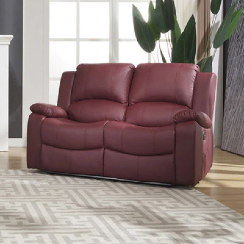 Image of Glendale 150Cm Wide 2 Seat Burgundy Bonded Leather Electrically Operated 2 Seat Recliner Sofa