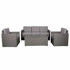 Image of Amir Royalcraft Berlin 5 Seater Sofa Set Grey Synthetic Rattan
