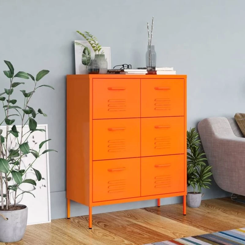 Image of VIDAXL Drawer Cabinet Orange 80x35x101.5cm Steel Vidaxl 8720286564592