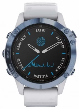 Image of Garmin Fenix 6 Pro Solar Titanium Mineral Blue White Watch