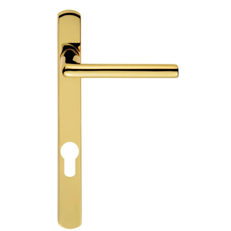 Image of Loops PAIR Straight Lever on Narrow Euro Lock Backplate 220 x 26mm Stainless Brass Metallics