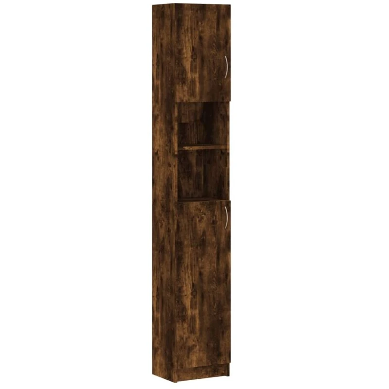 Image of VIDAXL Vidaxl - Bathroom Cabinet Smoked Oak 32x25.5x190cm Engineered Wood 8720286954546