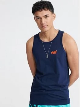 Image of Superdry Orange Label Neon Lite Vest, Navy, Size S, Men