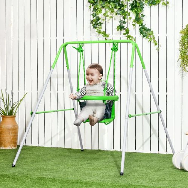 Image of Outsunny Nursery Swing with Safety Seat Belt, Green 344-065V00GN