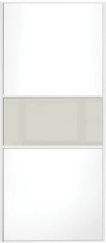 Image of Wickes Sliding Wardrobe Door Fineline White Panel and Soft White Glass - 2220 x 914mm