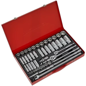 Image of Sealey 50 Piece Combination Drive Hexagon WallDrive Socket Set Combination