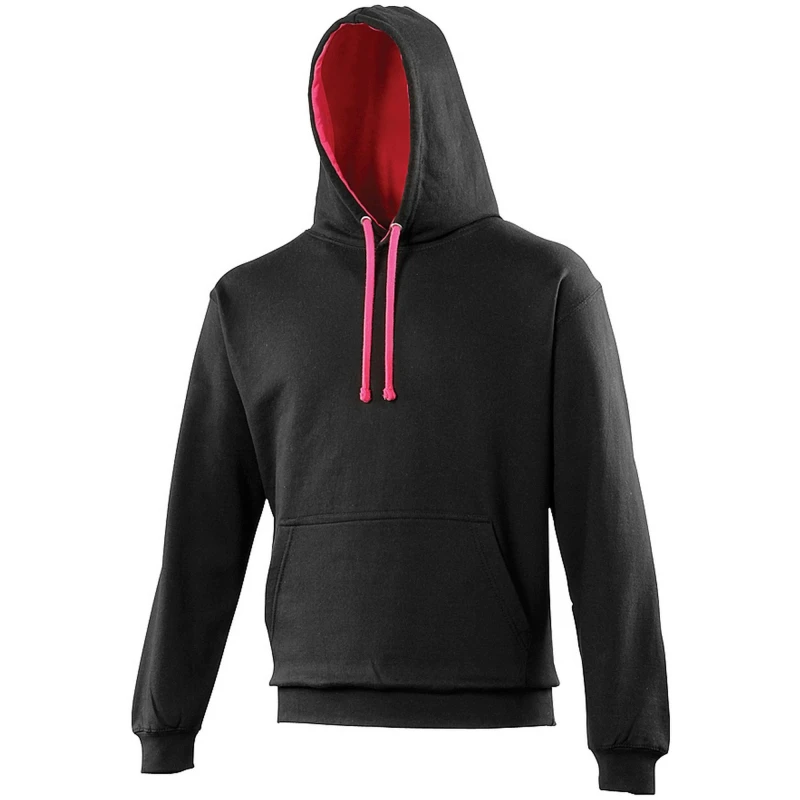 Image of AWDis AWDis Men Varsity Hooded Sweatshirt Hoodie in Jet Black Size: X-Small Jet Black XS Male 5054171853595