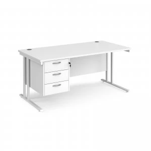 Image of Maestro 25 WL Straight Desk With 3 Drawer Pedestal 1600mm - White cant
