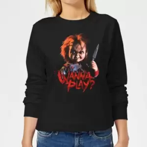 Image of Chucky Wanna Play? Womens Christmas Jumper - Black - 4XL