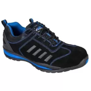Image of Portwest Mens Steelite Lusum S1P HRO Suede Safety Shoes (11 UK) (Black/Blue) - Black/Blue