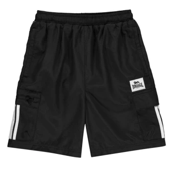 Image of Lonsdale 2 Stripe Cargo Shorts Junior Boys - Black
