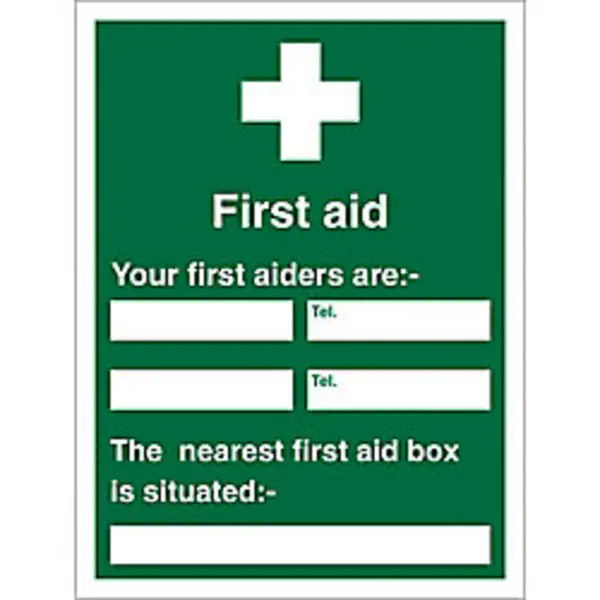Image of Stewart Superior Seco Safe Procedure Safety Sign First Aiders Semi rigid Plastic 200 x 300mm - KS008SRP200X300 KS008SRP200X300