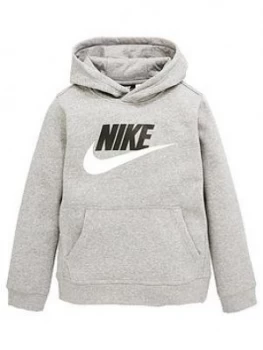 Image of Nike Older Boys Club Hoody, Carbon Heather, Size M+