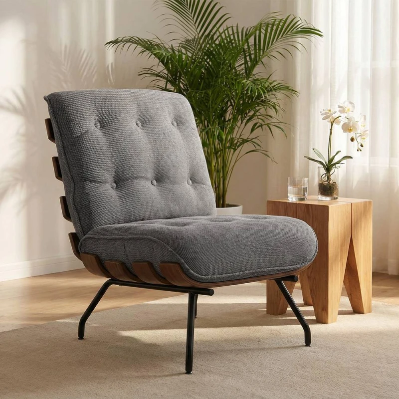 Image of HOMCOM Accent Chair, Reading Chair with Spring Cushion, Dark Grey Size: Armchair Dark Grey Unisex Armchair