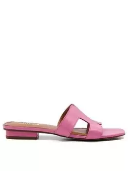 Image of Dune London Loupe Leather Smart Slide, Fuchsia, Size 37, Women