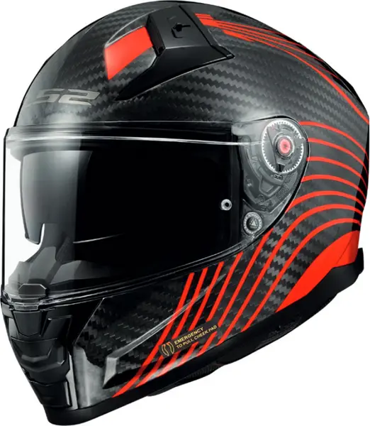 Image of LS2 FF811 Vector II Carbon Flux Glossy Red Full Face Helmet Size M