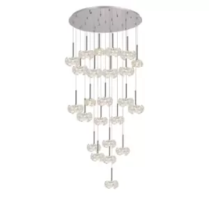 Image of Salisbury 24 Light G9 5m Round Multiple Ceiling Pendant With Polished Chrome And Crystal Shade