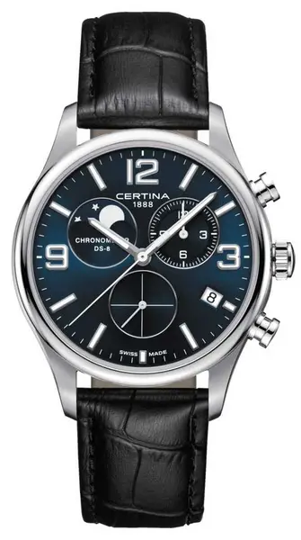 Image of Certina C0334601604700 DS-8 Chronograph Moonphase Blue Dial Watch