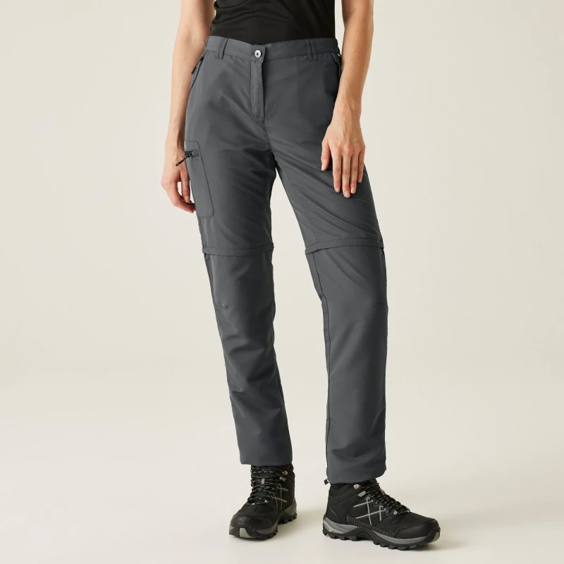 Image of Regatta Womens Chaska III Zip Off-Walking Trousers in Mid Grey Size: 14 Mid Grey Female 14