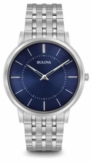 Image of Bulova Mens Ultra Slim Stainless Steel Bracelet Blue Dial Watch