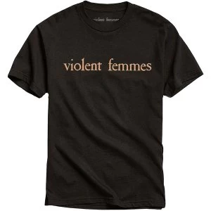 Image of Violent Femmes - Salmon Pink Vintage Logo Unisex Medium T-Shirt - Black