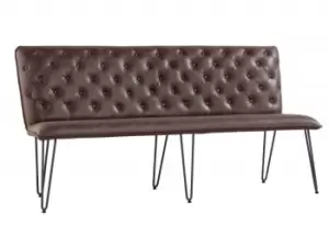 Image of Kenmore Finlay Brown Faux Leather 180cm Upholstered Dining Bench