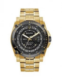 Image of Bulova Precisionist Gunmetal Grey And Diamond Dial Gold Ip Stainless Steel Bracelet Mens Watch