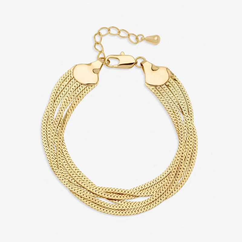 Image of Inicio Womens Gold Plated Multi Layered Bracelet - Gift Pouch Gold Female One Size