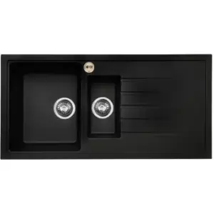 Image of Bristan - Gallery Quartz Easyfit 1.5 Bowl Kitchen Sink RH Drainer 1000mm L x 500mm W - Black