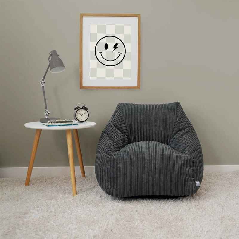 Image of rucomfy Beanbags rucomfy Indoor Jumbo Cord Snuggle Bean Bag Chair for Kids in Grey Grey Unisex