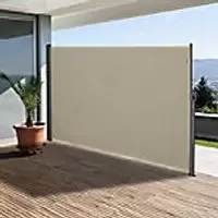 Image of Outsunny Pull-Out Side Awning Sun Protection Steel Frame Retractable Privacy Cream 3x1.8M