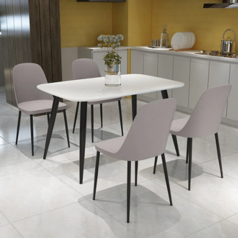 Image of Core Products Aspen White 120Cm Rectangular Dining Table With 4 Calico Plastic Duo Design Chairs