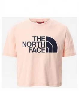 Image of The North Face Girls Short Sleeve Easy Crop T-Shirt - Pink, Size S=7-8 Years, Women