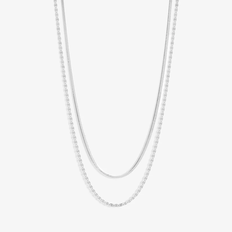 Image of Simply Silver Sterling Silver 925 Polished Double Chain Necklace Jewellery Sets One Size Silver 72170911000