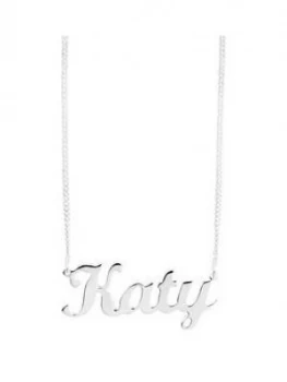 Image of The Love Silver Collection Sterling Silver Personalised Script Name Necklace On Adjustable Curb Chain